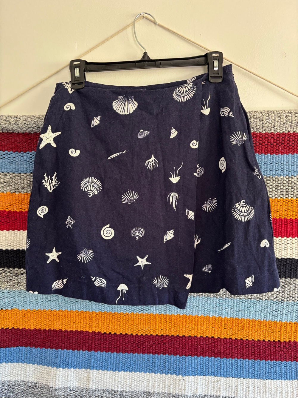 a new day Navy Mini Skirt with White Seashell Print